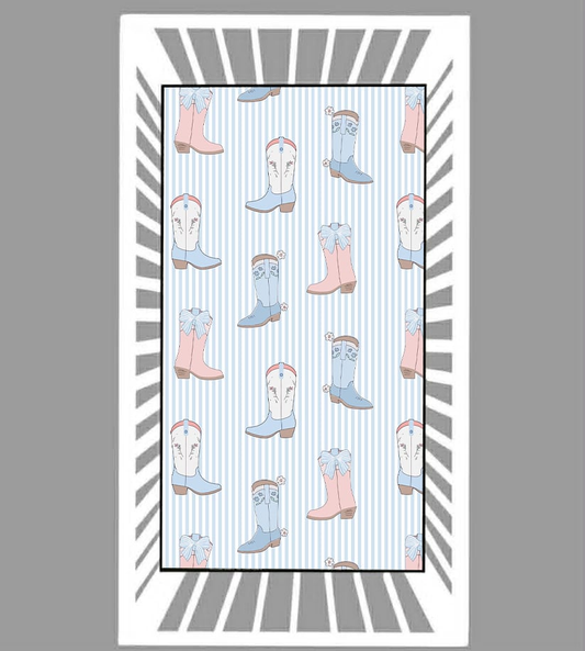 custom moq 5 mix size CYSE01 Baby Kids Striped Western Print Cute Crib sheet