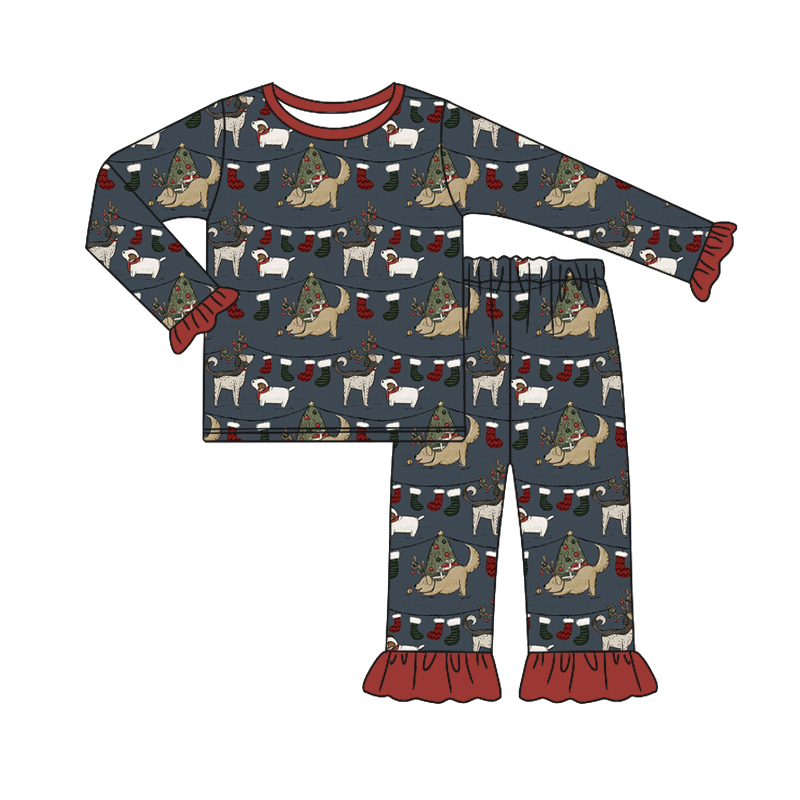 Custom moq 5 each style eta 6-7weeks baby girl clothes Christmas long sleeve pants set 2 and rompers 2 and adult pants-25.8.5