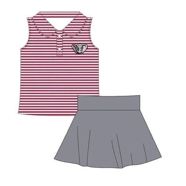custom moq 5 eta 6-7weeks baby girls clothes red striped sleeveless shorts suit