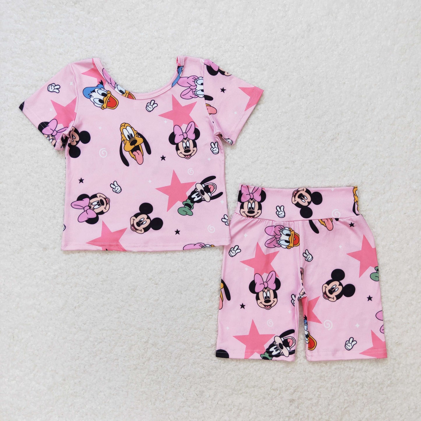 Cute Clothes GSSO1279 Pink short-sleeved shorts suit