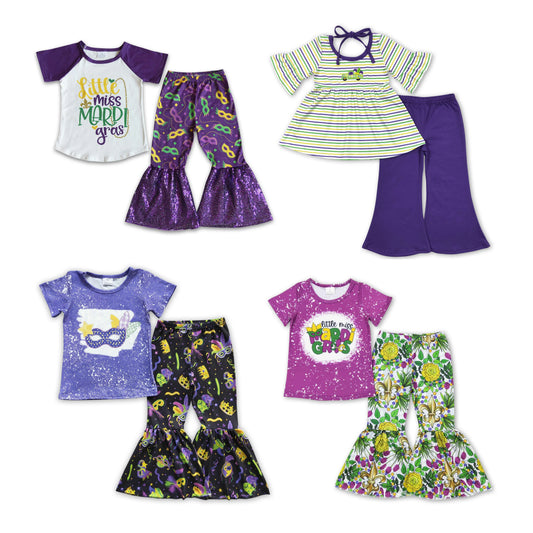 RTS NO MOQ E7-27 GSPO0220 GSPO1171 GSPO1021 Mask pattern short-sleeved flared pants suit