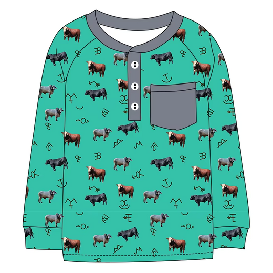 Custom moq 5 each style eta 6-7weeks baby boy clothes cow horse long sleeve top-25.8.15