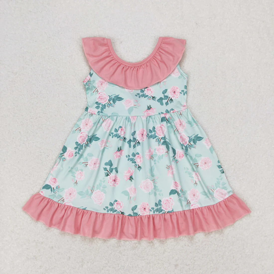 RTS NO MOQ Sibling baby girl clothes floral bow flying sleeve dresses