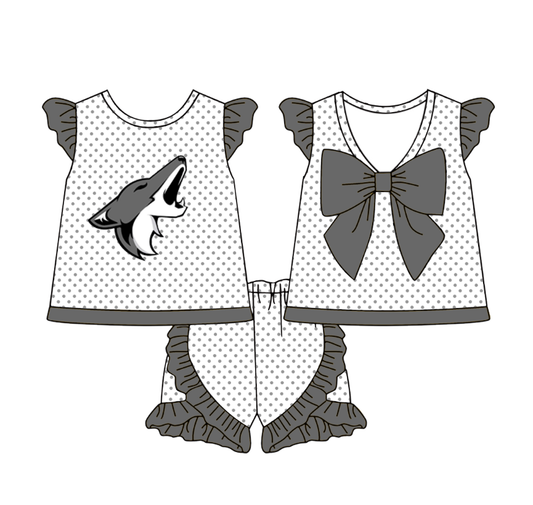 Custom moq 5 mix size milk silk eta 6-8weeks summer teams baby girls clothes team gray short sleeve shorts sets-25.7.23
