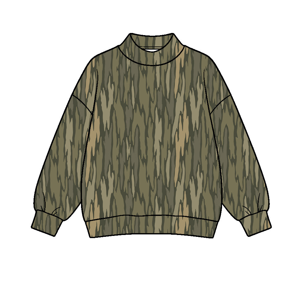 pre order no moq CAMOSW0101 High Neck Baby Kids Camo Print  Long Sleeve Pullover Sweatshirt Casual Top