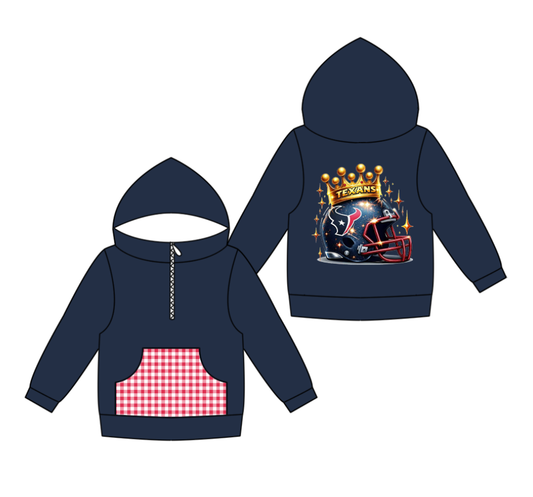 Custom moq 8 mix size milk silk summer team baby boy clothes navy blue hooded long sleeve top-25.9.30