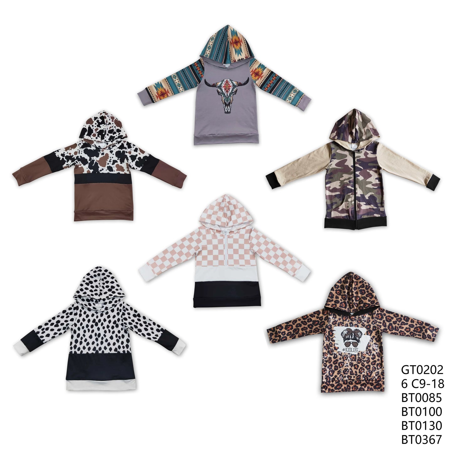 RTS NO MOQ Children's hooded long-sleeved top