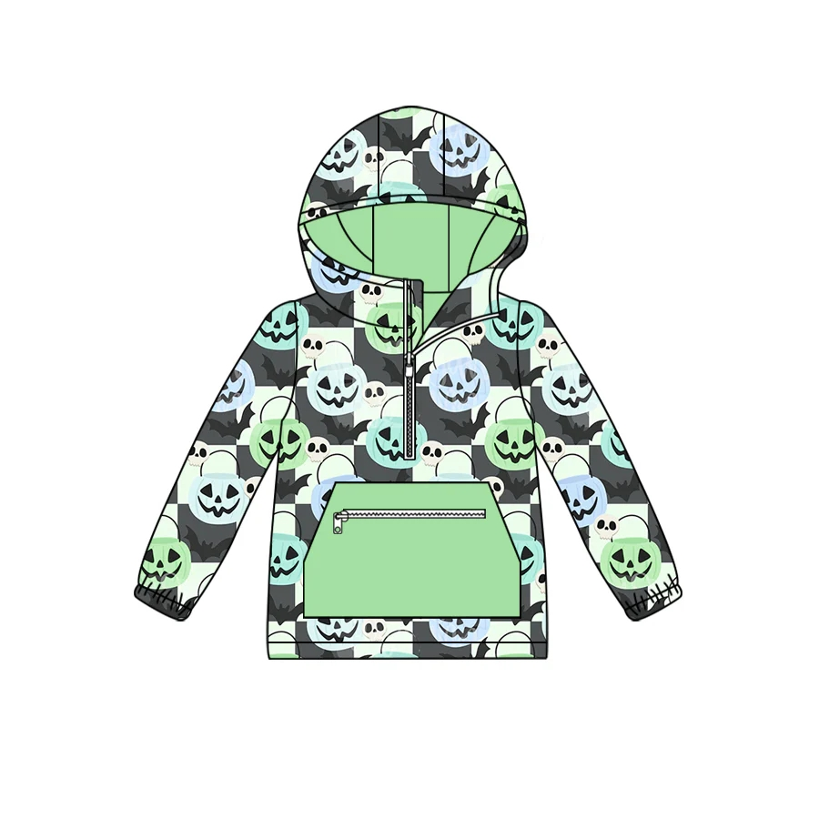 Custom moq 5 each style eta 6-7weeks baby girl clothes pocket halloween hooded long sleeve top-25.8.1