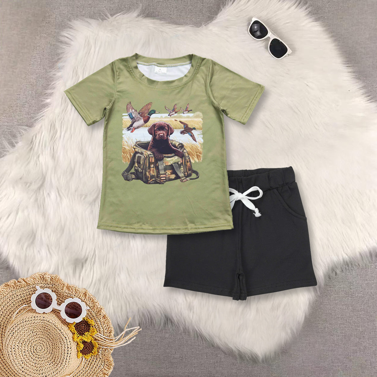 RTS NO MOQ baby boy Clothes camouflage sleeveless shorts Sets