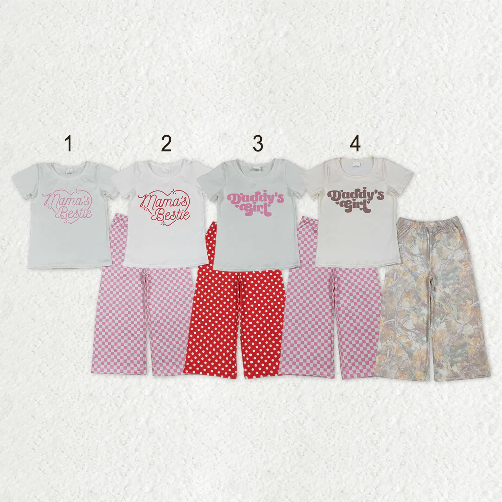 RTS NO MOQ Sibling baby girl clothes short-sleeved pants sets