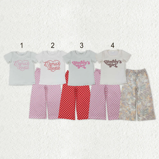 RTS NO MOQ Sibling baby girl clothes short-sleeved pants sets