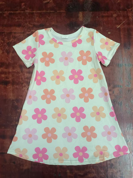 Custom moq 3 eta 6-7weeks baby girl clothes floral short-sleeved dress