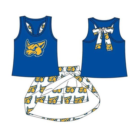 Custom moq 5 each style eta 6-7weeks baby girl clothes team blue short sleeve skirt sets-25.8.25
