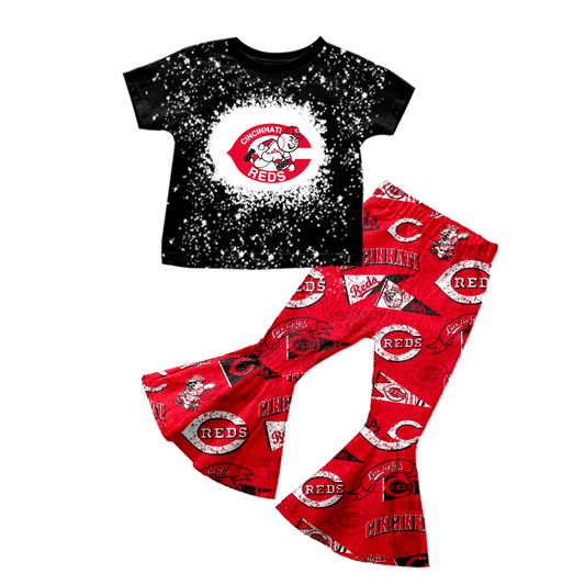 Custom summer teams baby girl clothes team black short sleeve pants sets-25.8.2