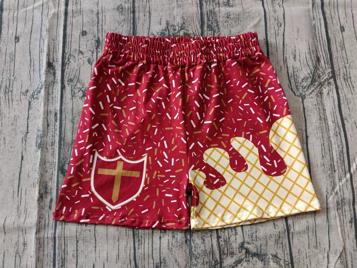 Custom moq 3 eta 6-7weeks kids clothes team brick red Beach Summer Shorts-25.5.27