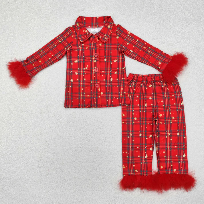 RTS NO MOQ Sibling baby girl clothes Christmas bow Plush long sleeve pants Sets