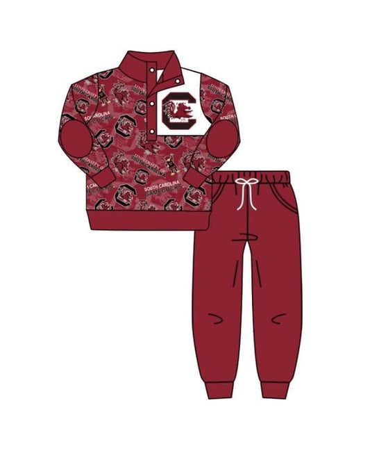 Boys team long-sleeved brick red pants set
