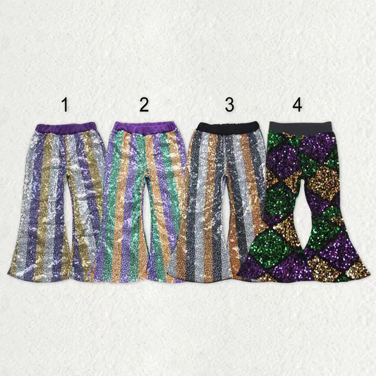 RTS NO MOQ Sibling baby girl clothes SEAUIN All Colors Sequined Gari Safety Pants add  lining
