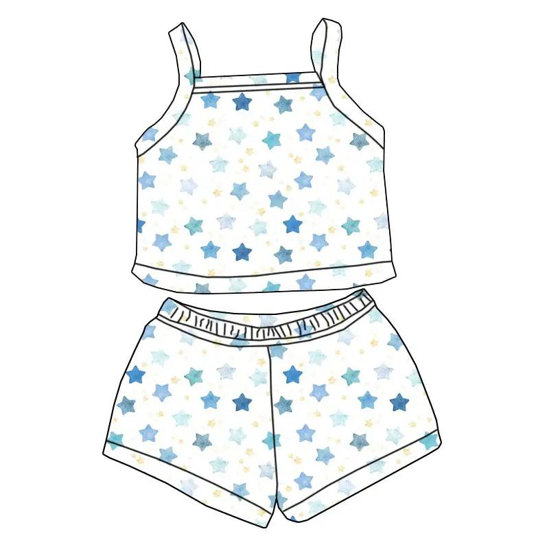 Custom summer baby girls clothes short sleeve shorts set
