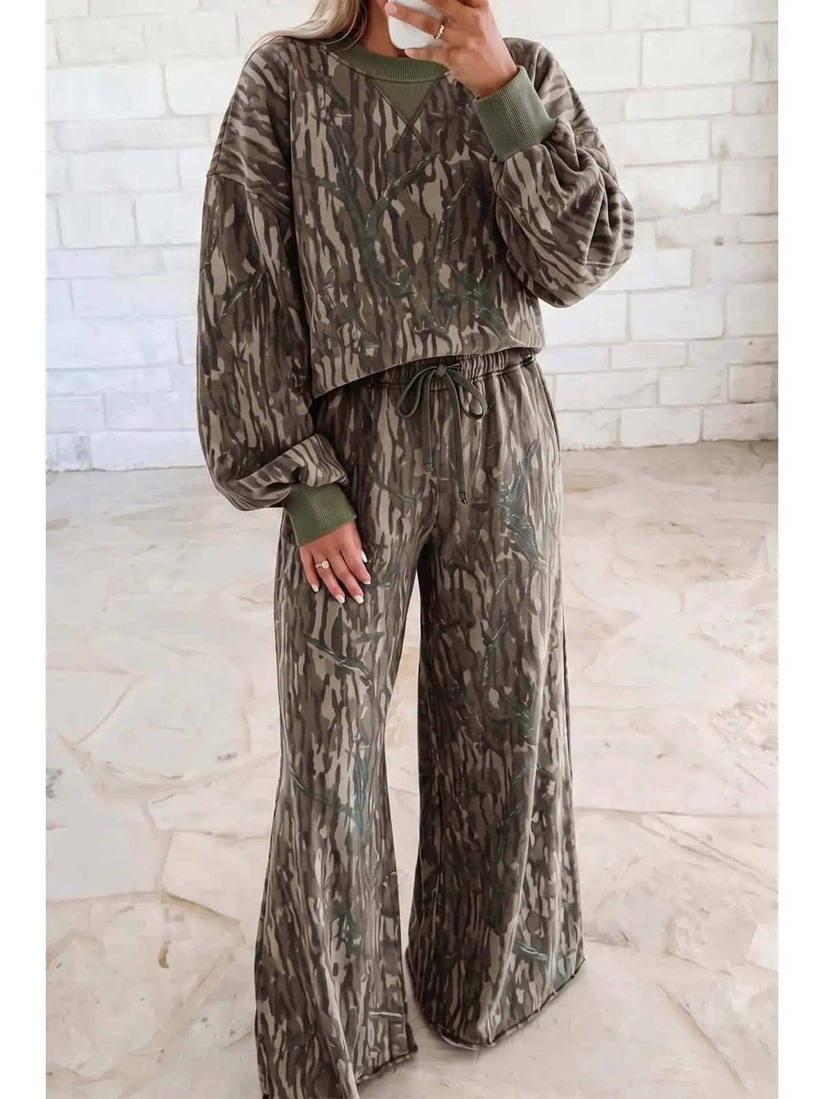 custom moq 5 mix size MARR0102 Baby Kids Camo Long Sleeve Top Wide Leg Pants Set