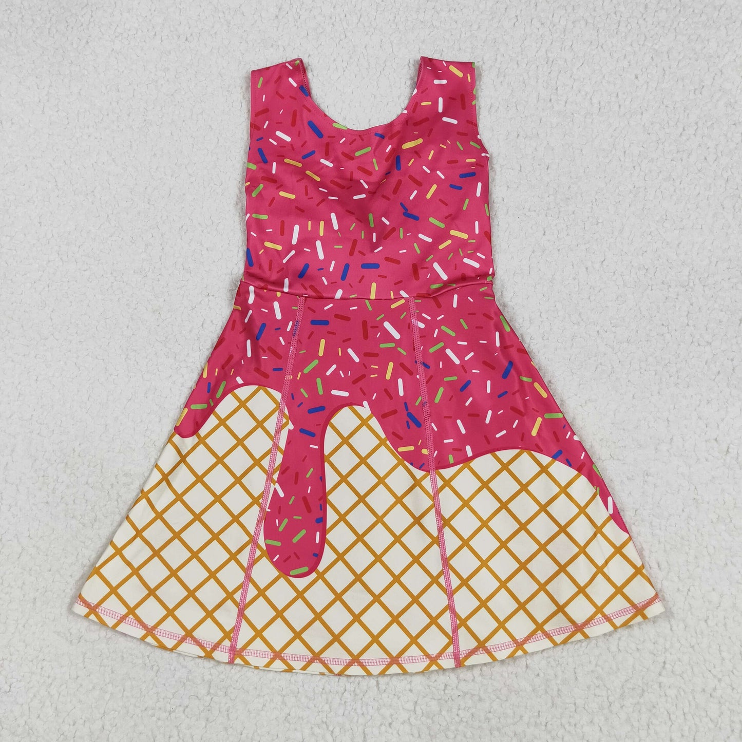RTS NO MOQ（In Stock) GSD2747 Waffle ice cream rose red yoga sleeveless dress