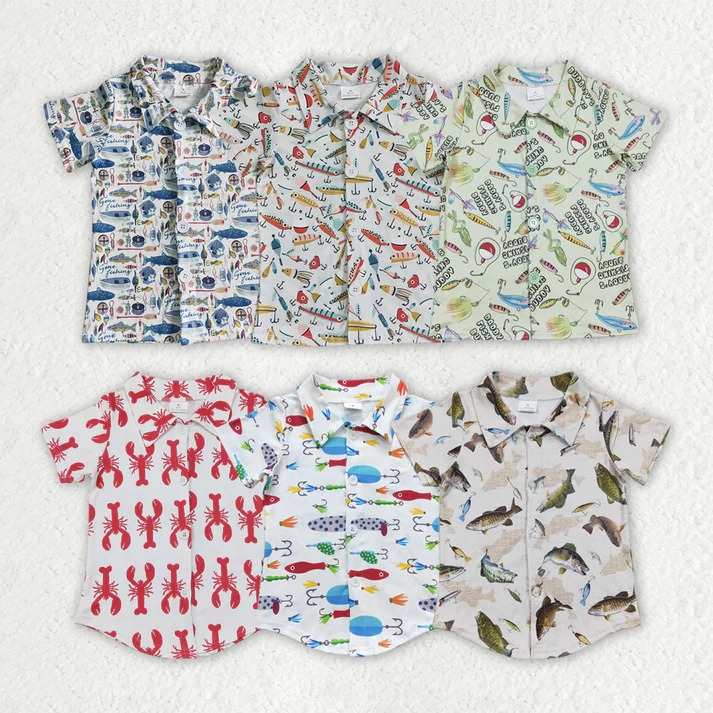 RTS NO MOQ baby boy clothes short-sleeved tops