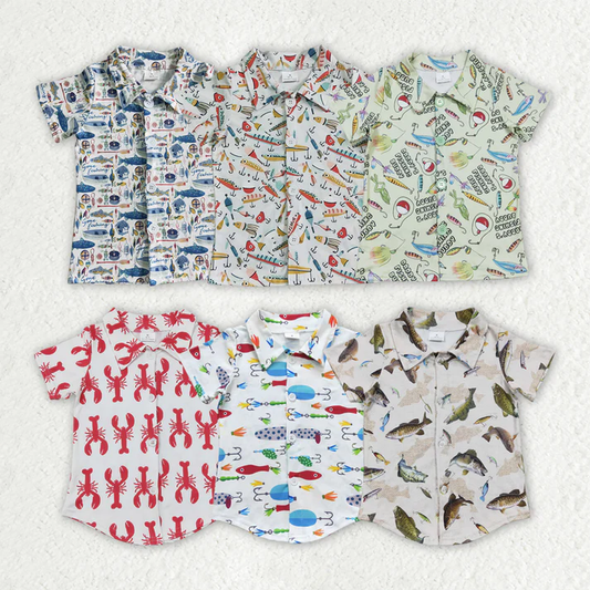 RTS NO MOQ baby boy clothes short-sleeved tops