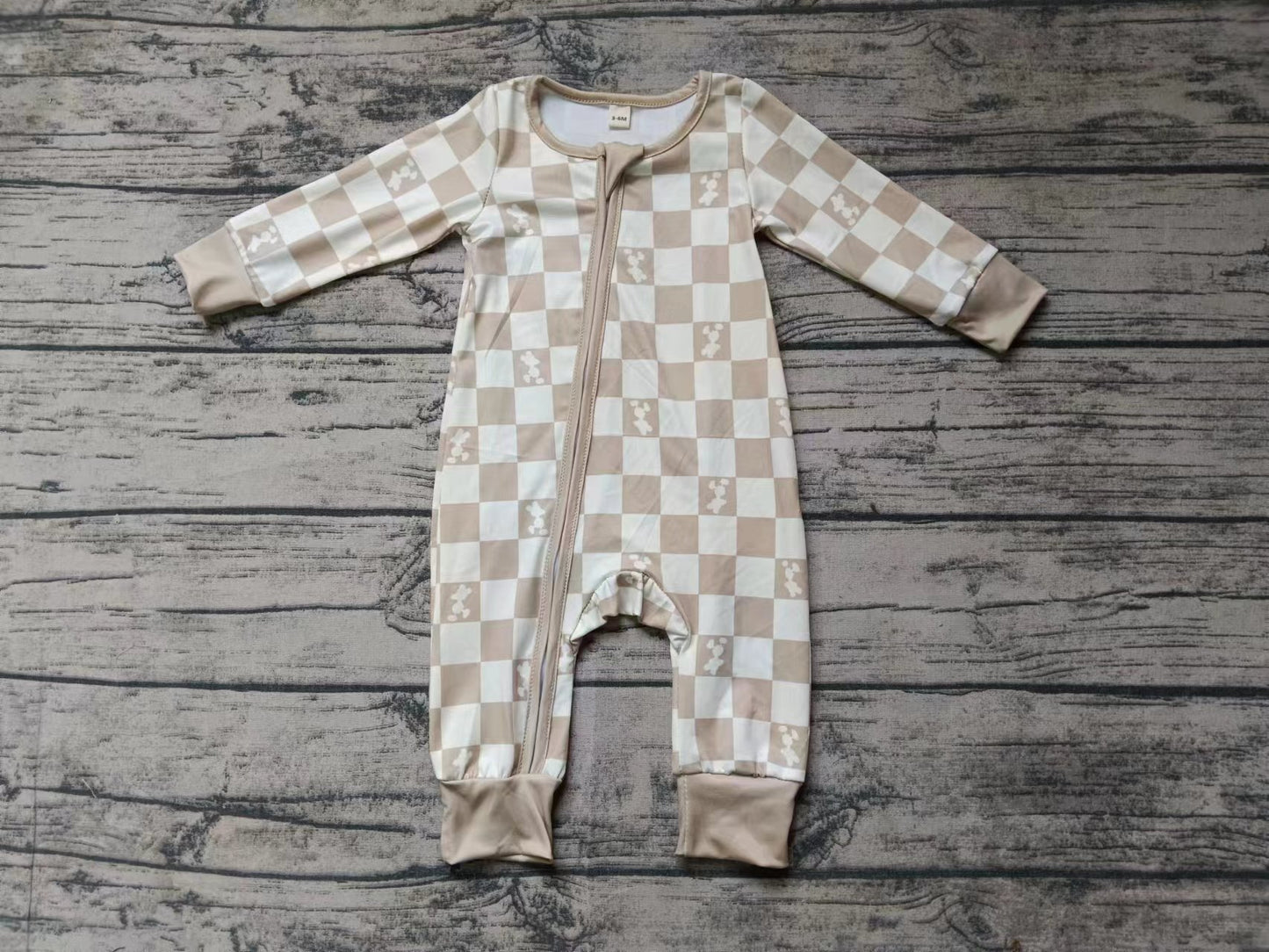 Custom moq 3 eta 6-7weeks Beige-Brown Plaid Long Zippered Messenger Suit