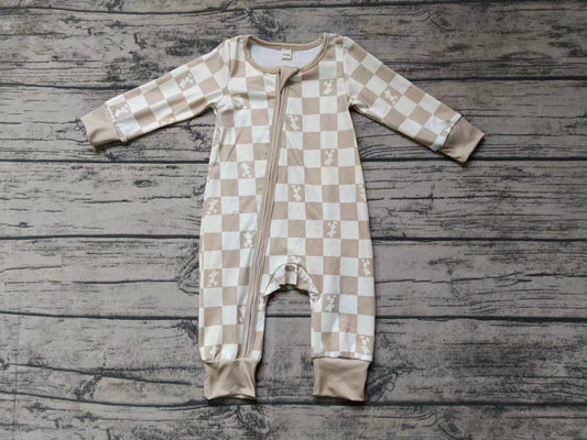 Custom moq 3 eta 6-7weeks Beige-Brown Plaid Long Zippered Messenger Suit