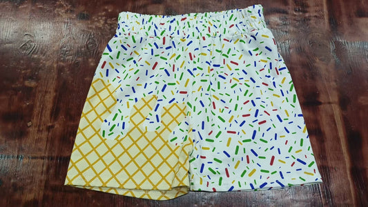 Custom moq 3 eta 6-7weeks kids clothes white and gold Beach Summer Shorts
