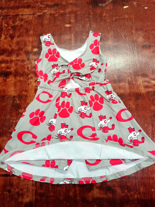 Custom moq 3 eta 6-7weeks baby girl clothes team red sleeveless dress-25.5.9