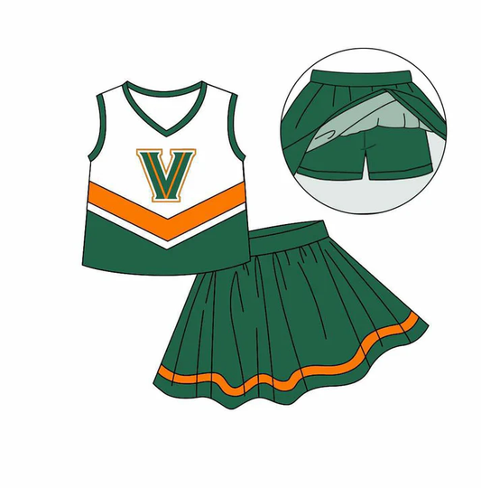 Custom moq 5 each style eta 6-7weeks baby girl clothes team green sleeveless skirts sets-25.8.6