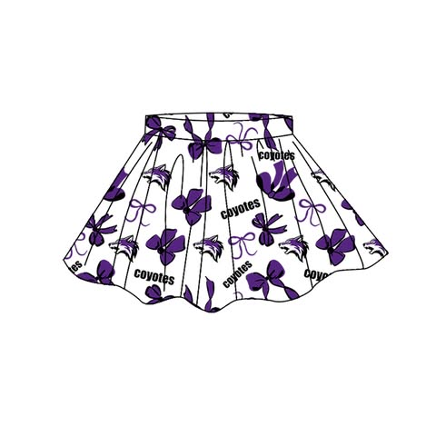 custom moq 5 mix size AASD0506 Adult And Kids Team Purple Bow Print Skirt Shorts Bottom