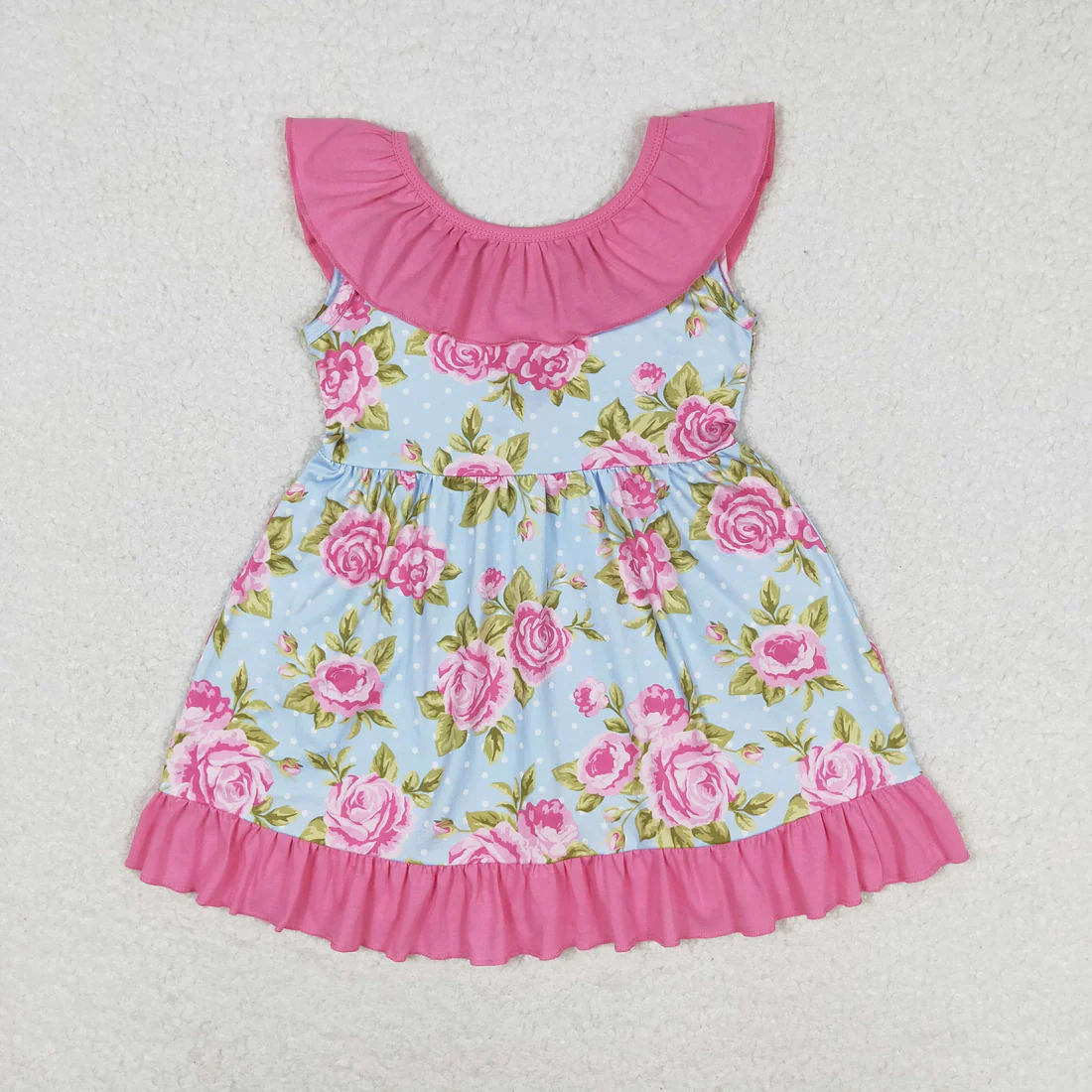 RTS NO MOQ Sibling baby girl clothes floral bow flying sleeve dresses
