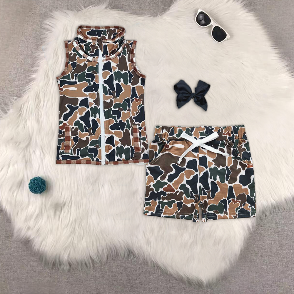 RTS NO MOQ HOT SELL baby boys clothes short sleeve Camouflage shorts set
