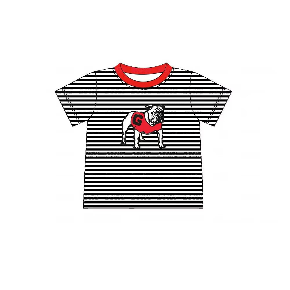 custom moq 3 team Panthers eta 6-8weeks team  G baby boys clothes black and white striped short sleeves top