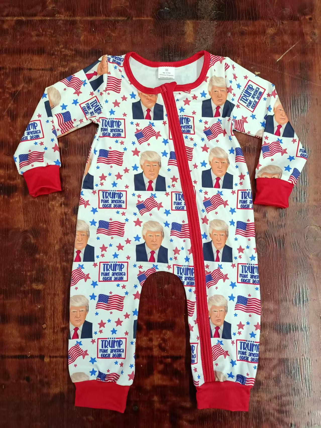 Custom moq 3 eta 6-7weeks baby girl clothes flag long sleeve romper