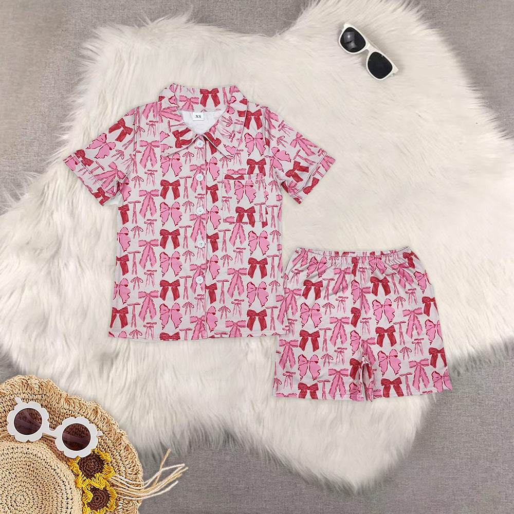 RTS NO MOQ baby girls clothes bow short sleeve Rompers Clothes Sets