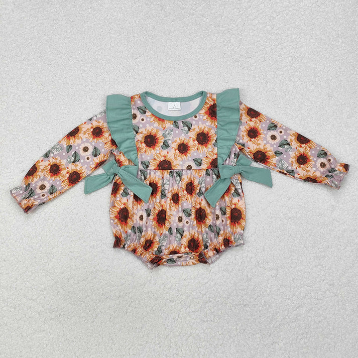 RTS NO MOQ Baby Girls Sunflower long-sleeved trousers suit & romper