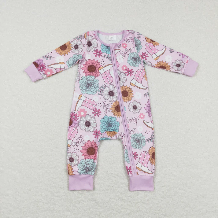 RTS NO MOQ Sibling Baby girls clothes floral boots long-sleeved trousers suit & rompers