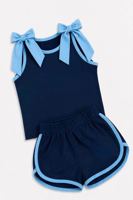 custom moq 5 mix size MATN01Butterfly-patterned cotton short-sleeved shorts set