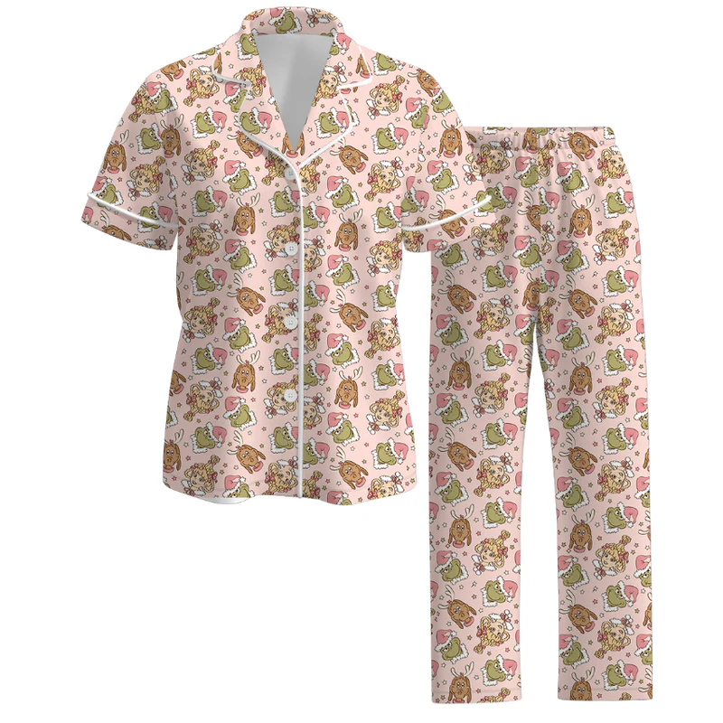 Custom moq 5 each style eta 6-7weeks Christmas baby girl short sleeve pant sets and long sleeve pants sets and dress and adult set