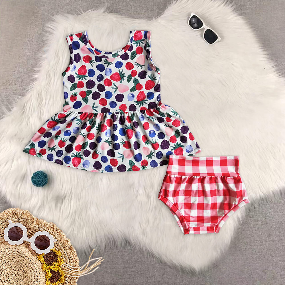 RTS NO MOQ baby girls clothes 4th of july short sleeve briefs sets