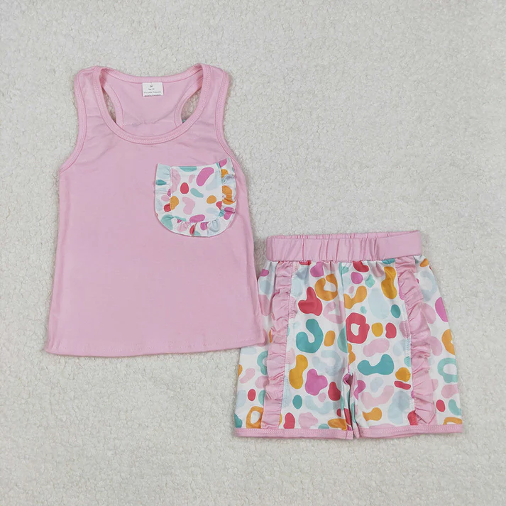 Sibling Baby Girls clothes camouflage leopard Summer Sibling Sister Clothes Sets