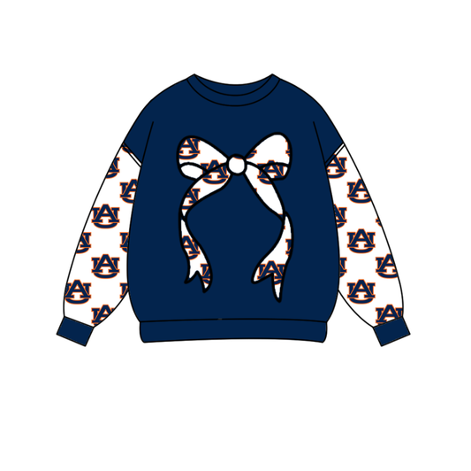 Custom moq 5 mix size milk silk summer team baby boys clothes navy blue bow long sleeve top-25.10.15