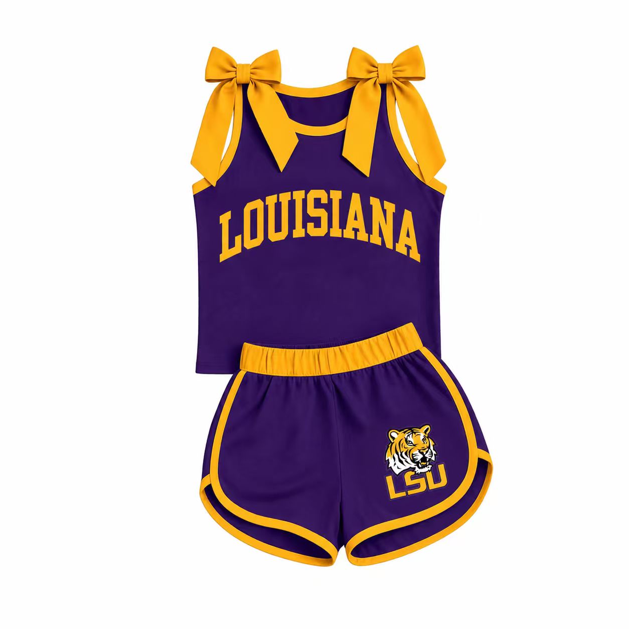 (Preorder new) No moq Baby Girls Bow Sleeveless Top And Shorts Summer Outfit Sets