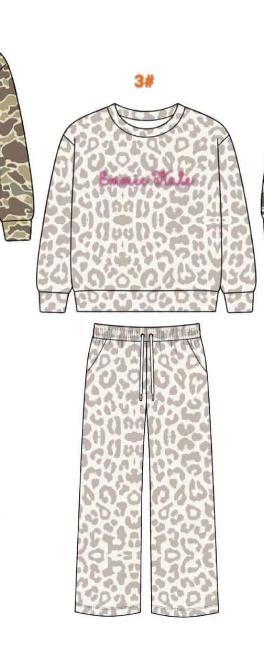 pre order no moq GSMC01 Camouflage Leopard Print Lightweight Sweat  sets without name only blank style