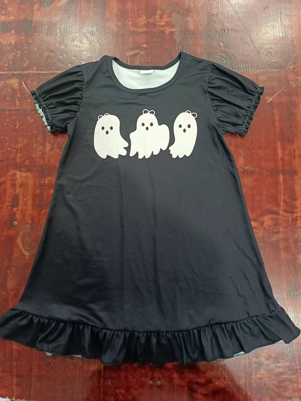 custom moq 5 eta 4-6weeks summer girls ghost black short sleeve skirt dress=