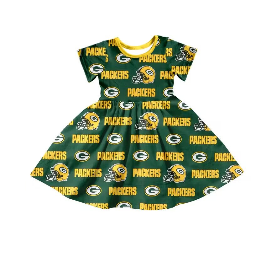 packers Summer girl team green short sleeve summer dress