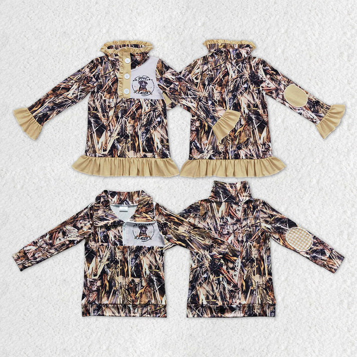 RTS NO MOQ Baby kid Camouflage dog pullover long sleeve top